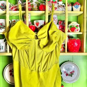 Fashion Nova plus size chartreuse green corset bodice bodycon mini dress